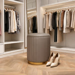 Pouf Velours Gris – Le Vanity