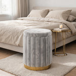 Pouf Velours Gris – Le Vanity
