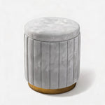 Pouf Velours Gris – Le Vanity