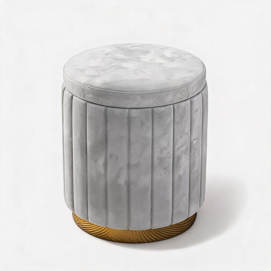 Pouf Velours Gris – Le Vanity