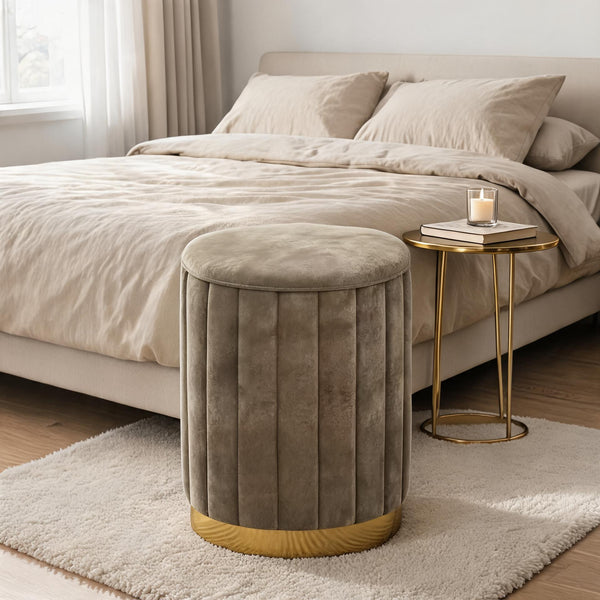 Pouf Velours Marron – Le Vanity – Lifestyle