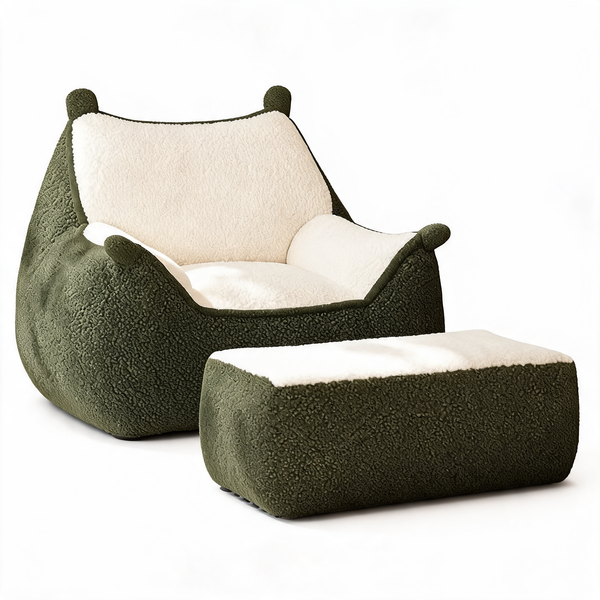 Pouf Vert Olive Fauteuil Chambre – Le Breeze – Studio fond blanc