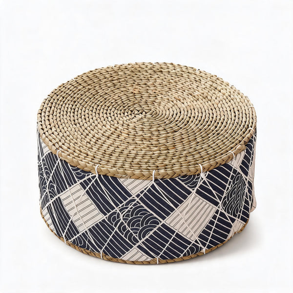 Tabouret Pouf En Rotin Bohème chic – Le Zen – Studio fond blanc