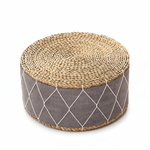Tabouret Pouf Salon Gris En Rotin – Le Zen