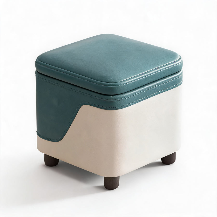 Tabouret Pouf Salon Bleu et Blanc – Le Stash